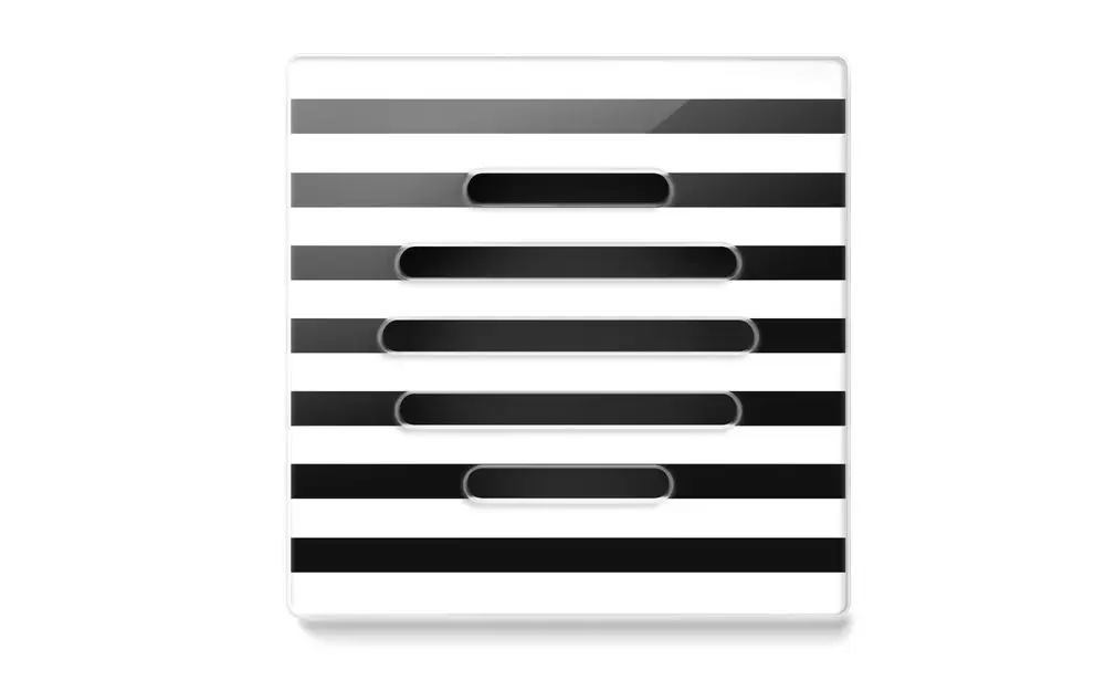 Designgitter in Schwarz und Weiß mit horizontalen Streifen. Produkt von Fränkische, geeignet für verschiedene Anwendungen im Wohnbereich.